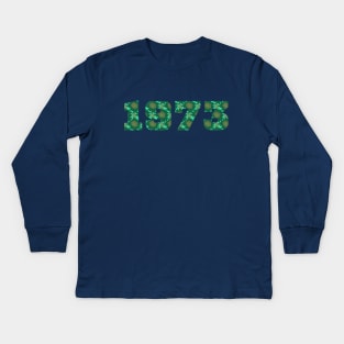 1973 Green Floral Typography Vintage Retro Kids Long Sleeve T-Shirt